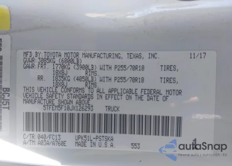 2018 Toyota Tundra Sr5 4.6L V8 from USA, damaged, VIN 5TFEM5F10JX126293